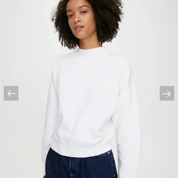 Aritzia Wilfred Free XS Katy Sweater Cropped Mockneck Crisp White - Picture 2 of 10
